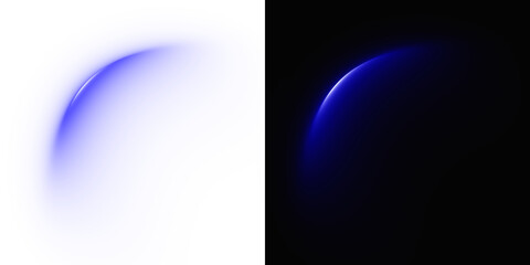 Glowing Planet Crescent, Light arc . Blue Light Flare Overlay for Space and Sci-Fi Effects on Transparent Background
