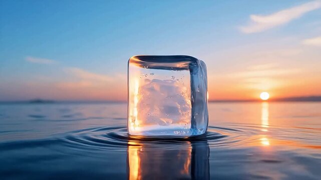 TransparentIceCubeatSunset