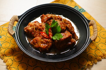 Spicy chicken in a plate