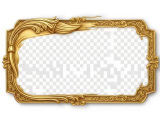 Ornate gold picture frame with intricate baroque detailing and antique vintage charm, featuring elegant flourishes and luxurious craftsmanship, ideal for artwork display, gallery decor, classic interi