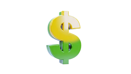3D Green and Yellow Dollar Sign