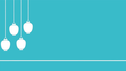 Ramadan vector background with hanging lanterns on turquoise minimalist design