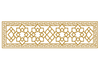 A gold decorative border design element on a transparent background
