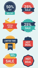 Set of Sale Badges, Discounts, Special Offers, Hot Deals & Limited Time Promotions