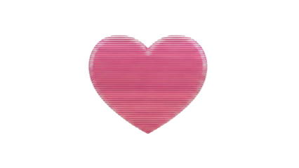 3D Pink Heart with Horizontal Ribbed Texture