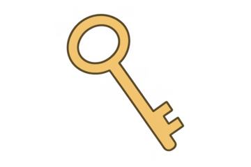 Golden key unlocking solution concept on transparent background