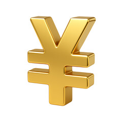Obraz premium Golden yen currency symbol on transparent background