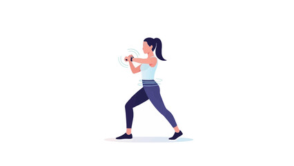 Obraz premium A young woman is practicing boxing in a modern gym with a determined expression and dynamic stance