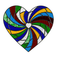 Obraz premium Colorful Stained Glass Heart Swirl Isolated