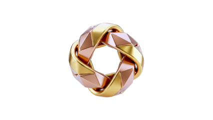 Intertwined Gold and Copper Geometric Ring