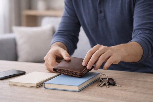 Person organizing everyday personal items to regain control and focus at home