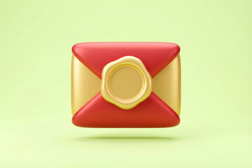 Red gold envelope with wax seal