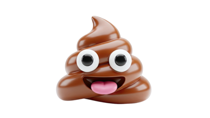 Smiling Poop Emoji with Googly Eyes and Pink Tongue