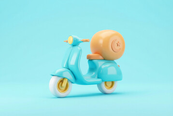 Blue scooter with moon star symbol for Ramadan celebration