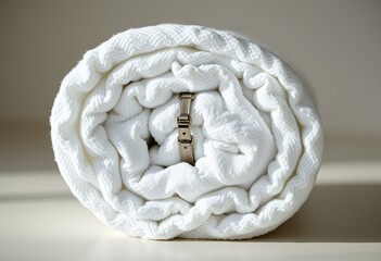 An abstract white stone sculpture of a lion and a man's face integrated with an isolated blue paper brain and a green ball symbol