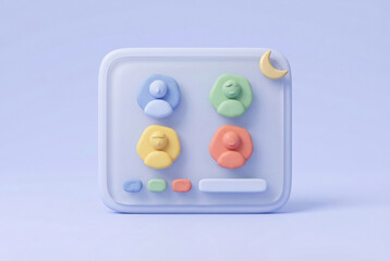 Digital App User Profile Icons with Crescent Moon