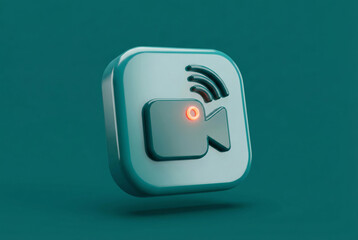 Live broadcast camera icon with signal