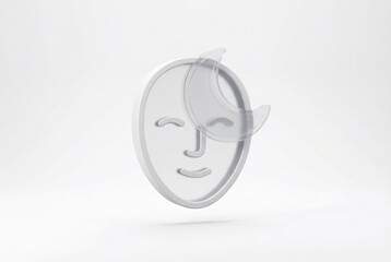 Serene Face White Crescent Moon