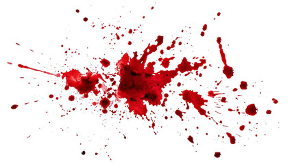 High - resolution image of red blood splatter on white background, suitable for medical, crime, or artistic contexts.