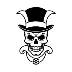 Skull Joker Hat with Collar Halloween Tattoo Emblem