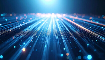 Digital Streams of Light: An immersive visual representation of data streams, illuminating the abstract nature of technology and digital connectivity. 