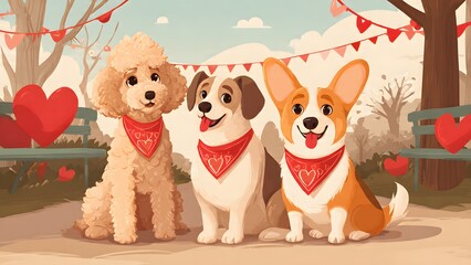 Adorable trio of poodle, beagle