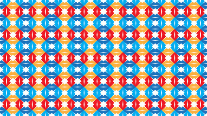 Primary Color Geometric Diamond Repeating Pattern