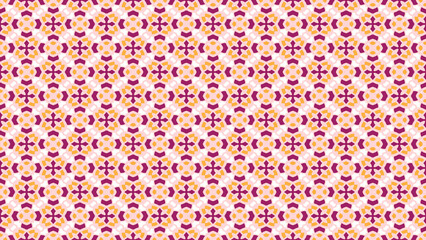 Warm Magenta And Orange Geometric Floral Mosaic Pattern