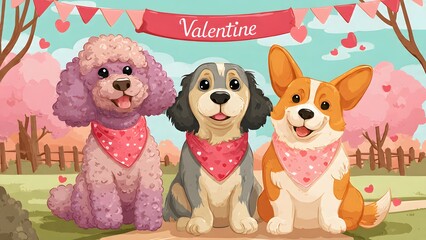 Adorable trio of poodle, beagle