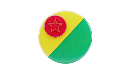Circular Flag of Guinea-Bissau with Star