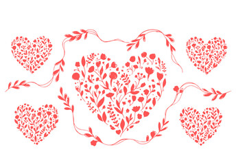 Valentine 2026 Whimsical Floral Heart Pattern Minimalist Botanical Romantic Galentine Friendship Hand Painted Organic Brush Strokes Black White Vector Design