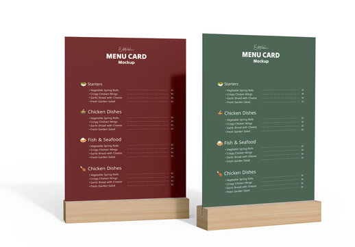 Menu Card Mockup Set