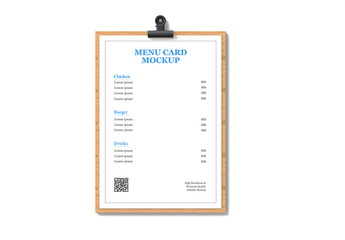 Wooden Clipboard Menu Card Mockup