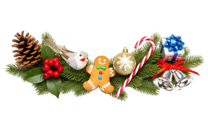 Christmas ornaments isolated on transparent background