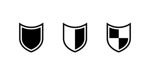 Shield protection icon set isolated on white background. Safety, security and privacy symbol