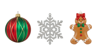 Christmas ornaments isolated on transparent background