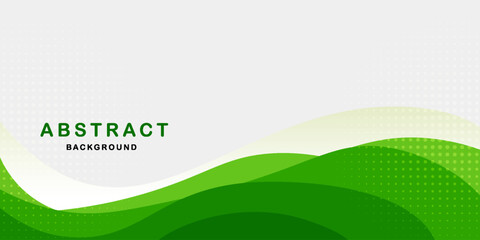 Abstract Green Wave Background with Halftone Dots, Modern Eco Nature Design for Business Presentation, Corporate Banner, Website Header, Sustainability Concept and Clean Minimal Layout
