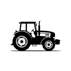 Fototapeta premium Black silhouette of a classic farm tractor side view on a white background