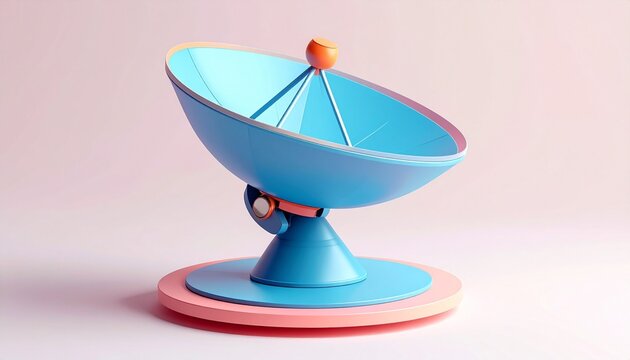 Stylized satellite dish with pink-blue accents