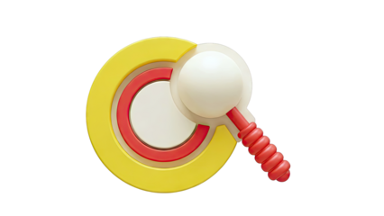 3D Magnifying Glass Icon with Concentric Circles