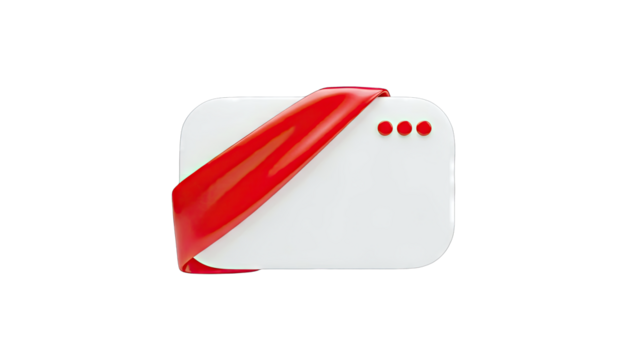 3D rendered white rounded rectangle with red ribbon and dots - Powered by Adobe