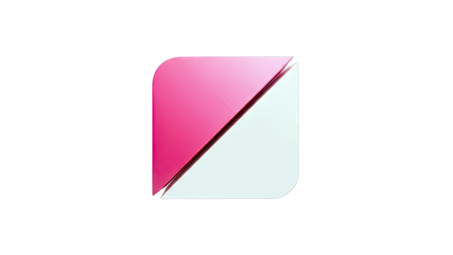Abstract Geometric Shape with Pink and White Sections - Powered by Adobe
