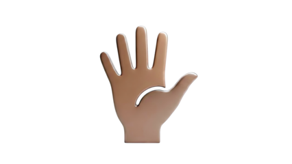 Brown hand symbol against a white background