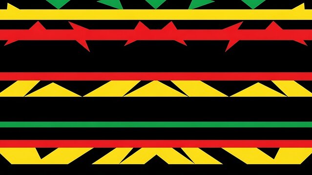 Colorful geometric pattern with yellow red green and black shapes and lines - Powered by Adobe