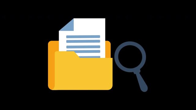 document cartoon style minimal folder with files. Icon Search folder and paper for management file, document efficient work