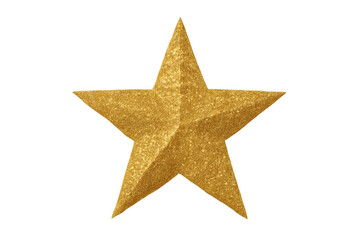 Gold glitter star indicating achievement and celebration on transparent background