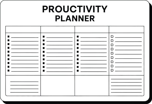 Productivity Planner Template with Checkboxes and Lined Sections - Powered by Adobe