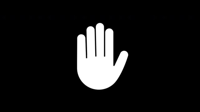 Stop Hand Sign Animation white and black