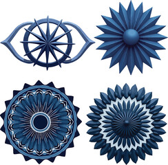 the 24-spoke Ashoka Chakra in a deep navy blue hue, rendered in a clean geometric style with sharp lines and precise