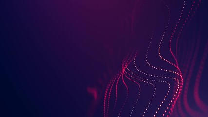 Glowing red and pink abstract particle wave flowing across a dark purple background creating a sense of digital motion and futuristic energy with intricate luminous patterns and dynamic curves - Powered by Adobe